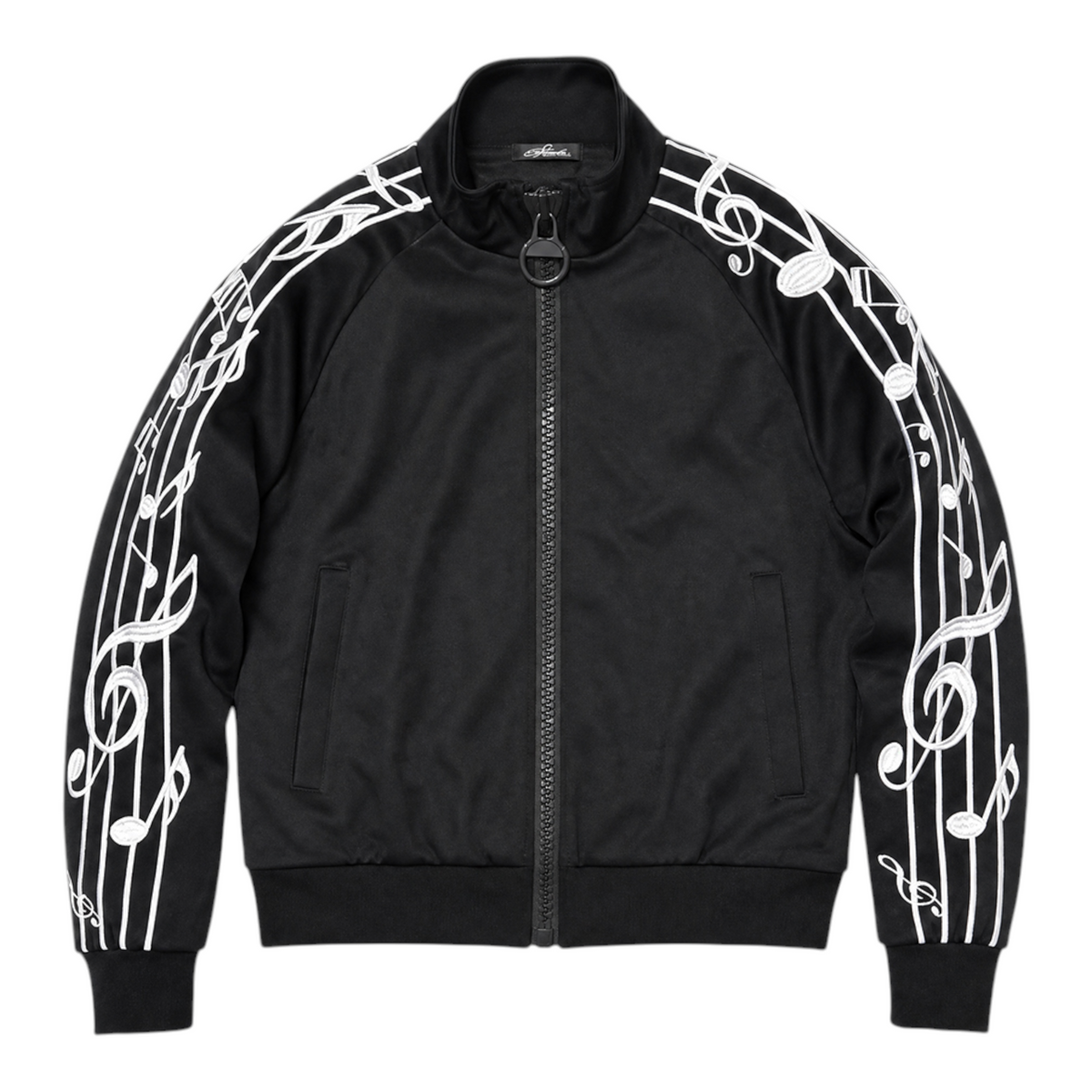 Violin Embroidered Oversized-Zip Track Jacket by NUMBASIA, front view