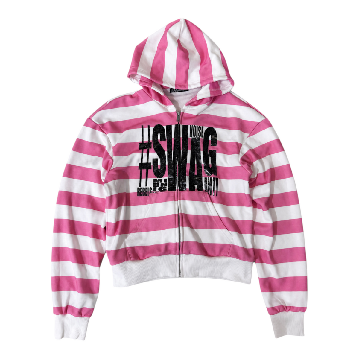 SWAG Glitter Striped Zip Hoodie by NUMBASIA, front view