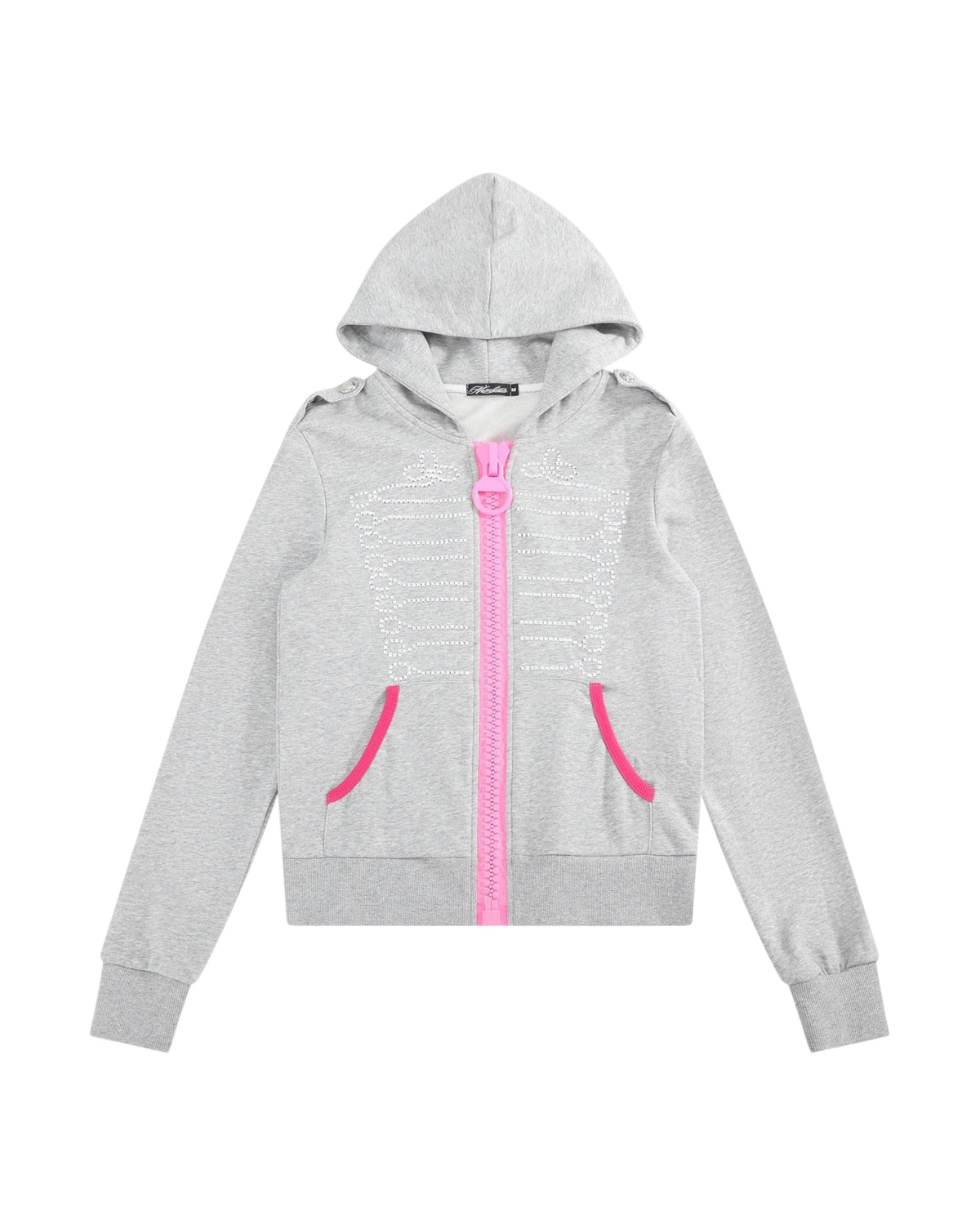 Baroque Oversized Hoodie with Pink Zip by NUMBASIA, product view
