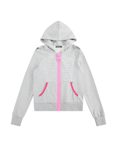 Baroque Oversized Hoodie with Pink Zip by NUMBASIA, product view