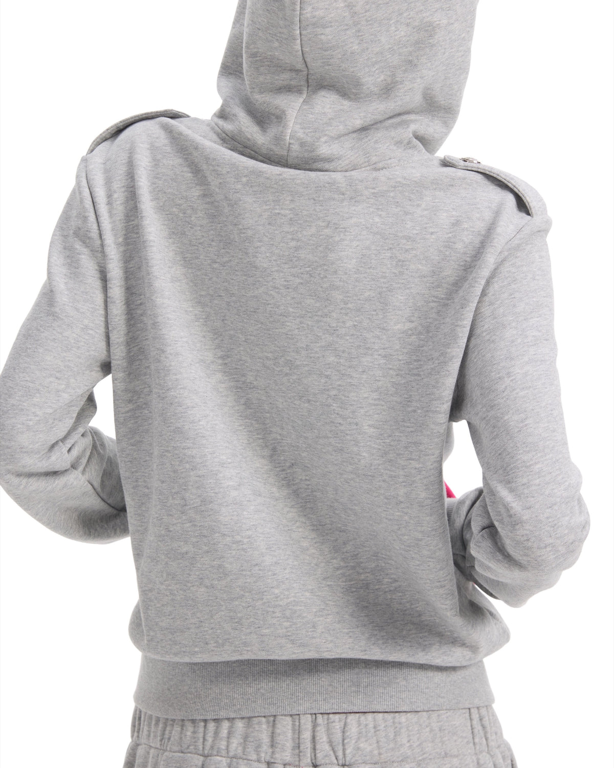 Baroque Oversized Hoodie with Pink Zip by NUMBASIA, on a model