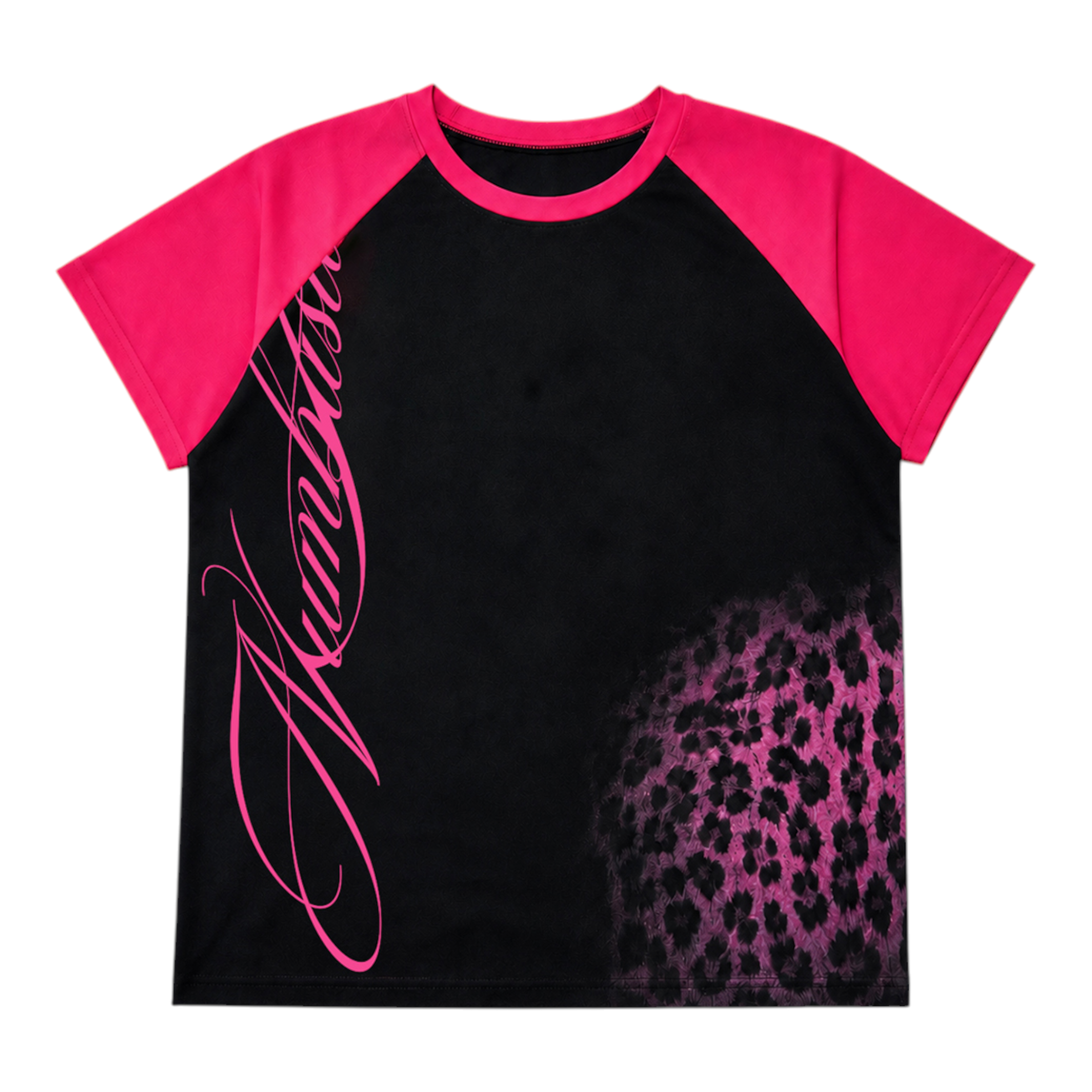 Leopard Logo Contrast Raglan T-Shirt by NUMBASIA, front view