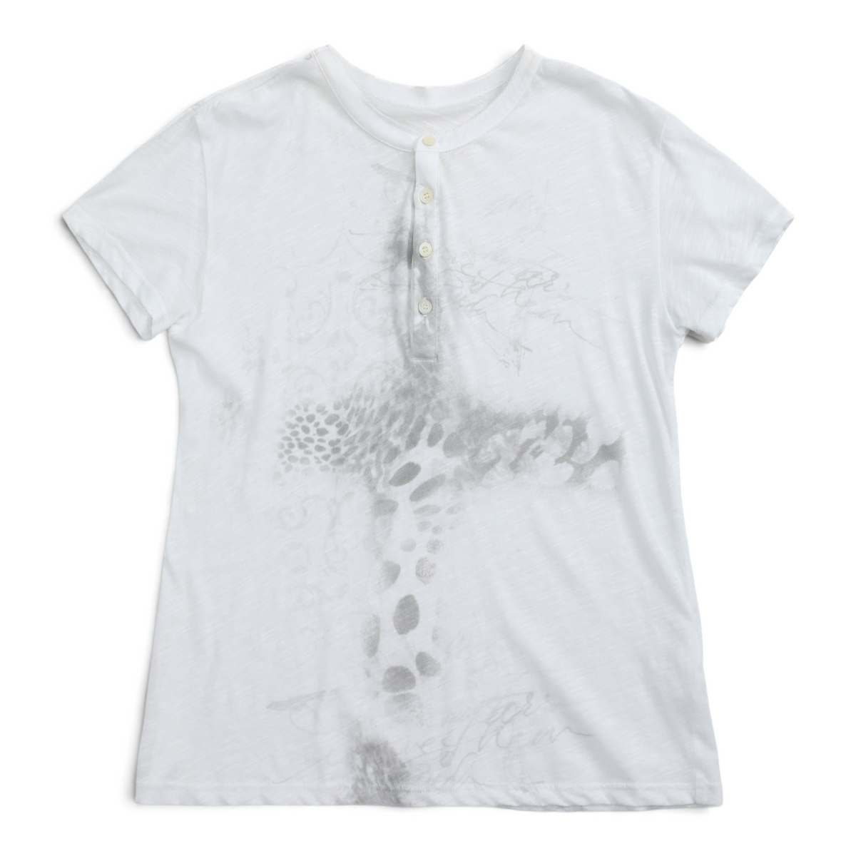 Leopard Print Slub Henley T-Shirt by NUMBASIA, product view