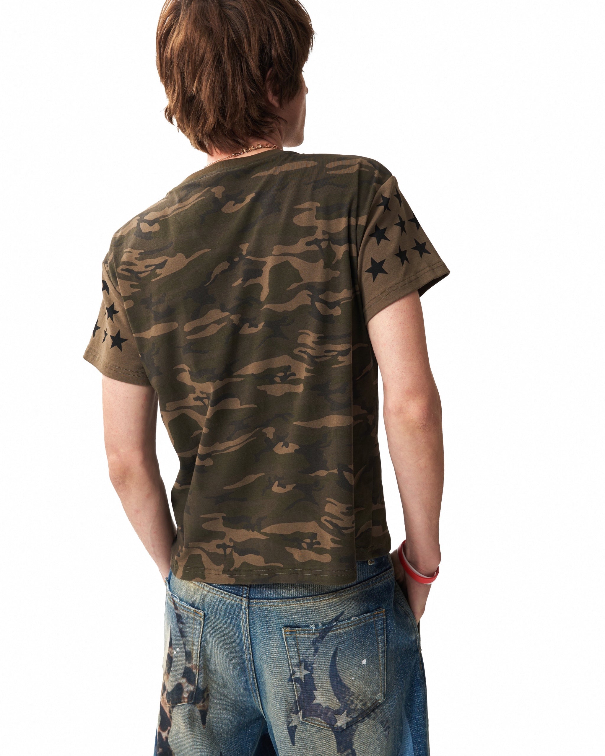 SWAG LIFESTYLE Metallic Camo Star T-Shirt by NUMBASIA, on a model