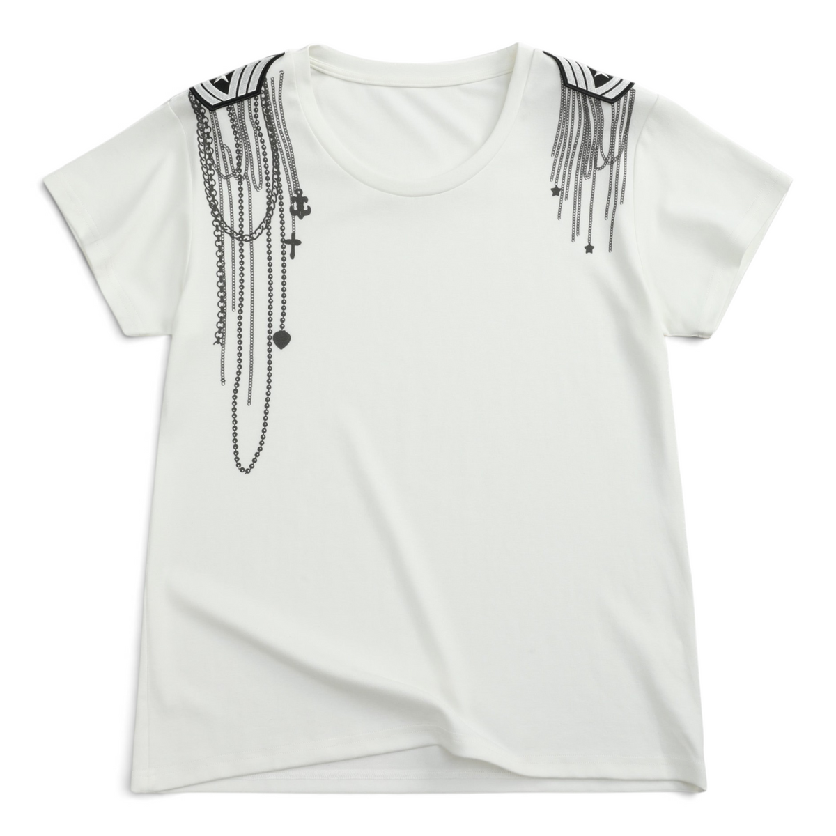 Chain and Cross Graphic Fitted T-Shirt by NUMBASIA, product view