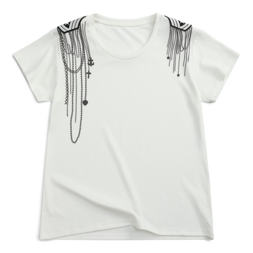 Chain and Cross Graphic Fitted T-Shirt by NUMBASIA, product view