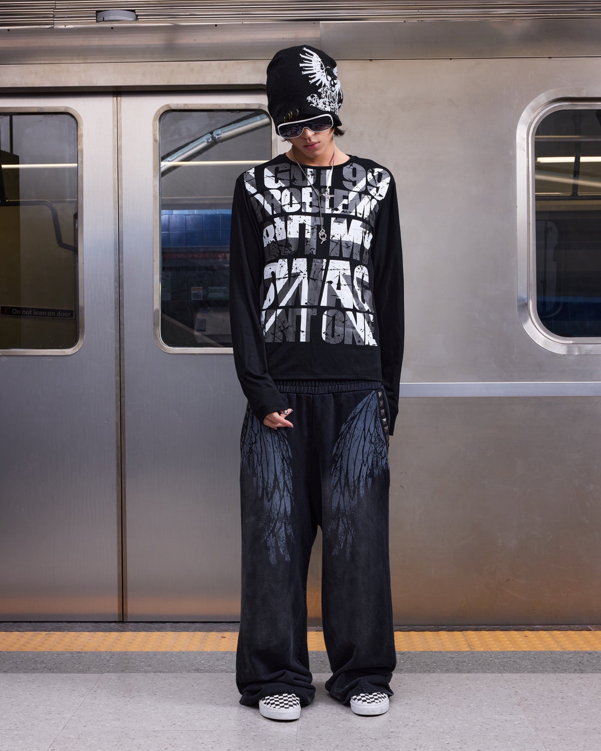 SWAGLIFE Flag Graphic Long Sleeve T-Shirt by NUMBASIA, on a model