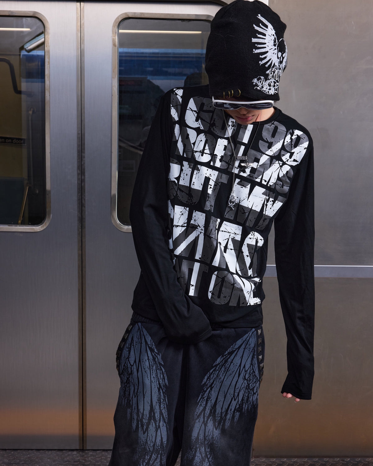 SWAGLIFE Flag Graphic Long Sleeve T-Shirt by NUMBASIA, on a model