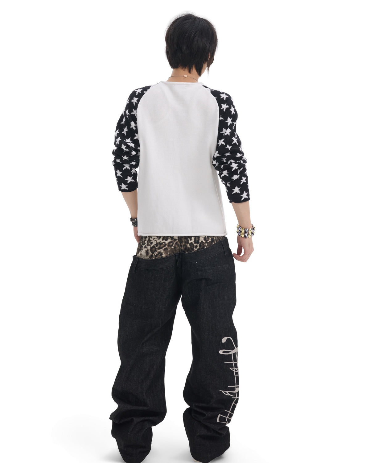 Music Note Star Raglan Knit Henley by NUMBASIA, on a model