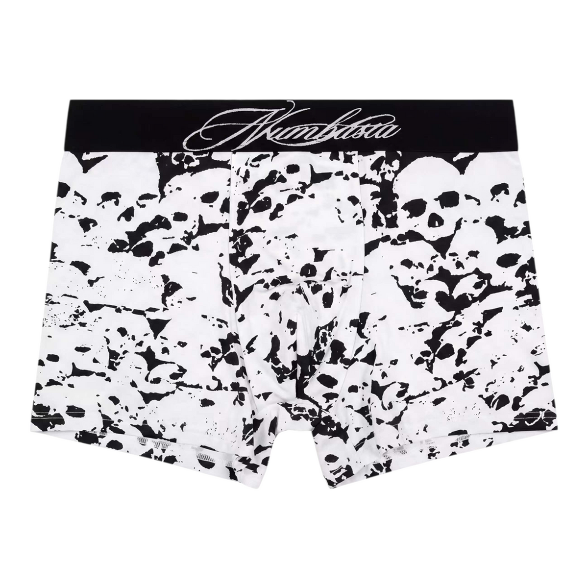 Printed Modal Boxer Briefs by NUMBASIA, black-and-white print, front view