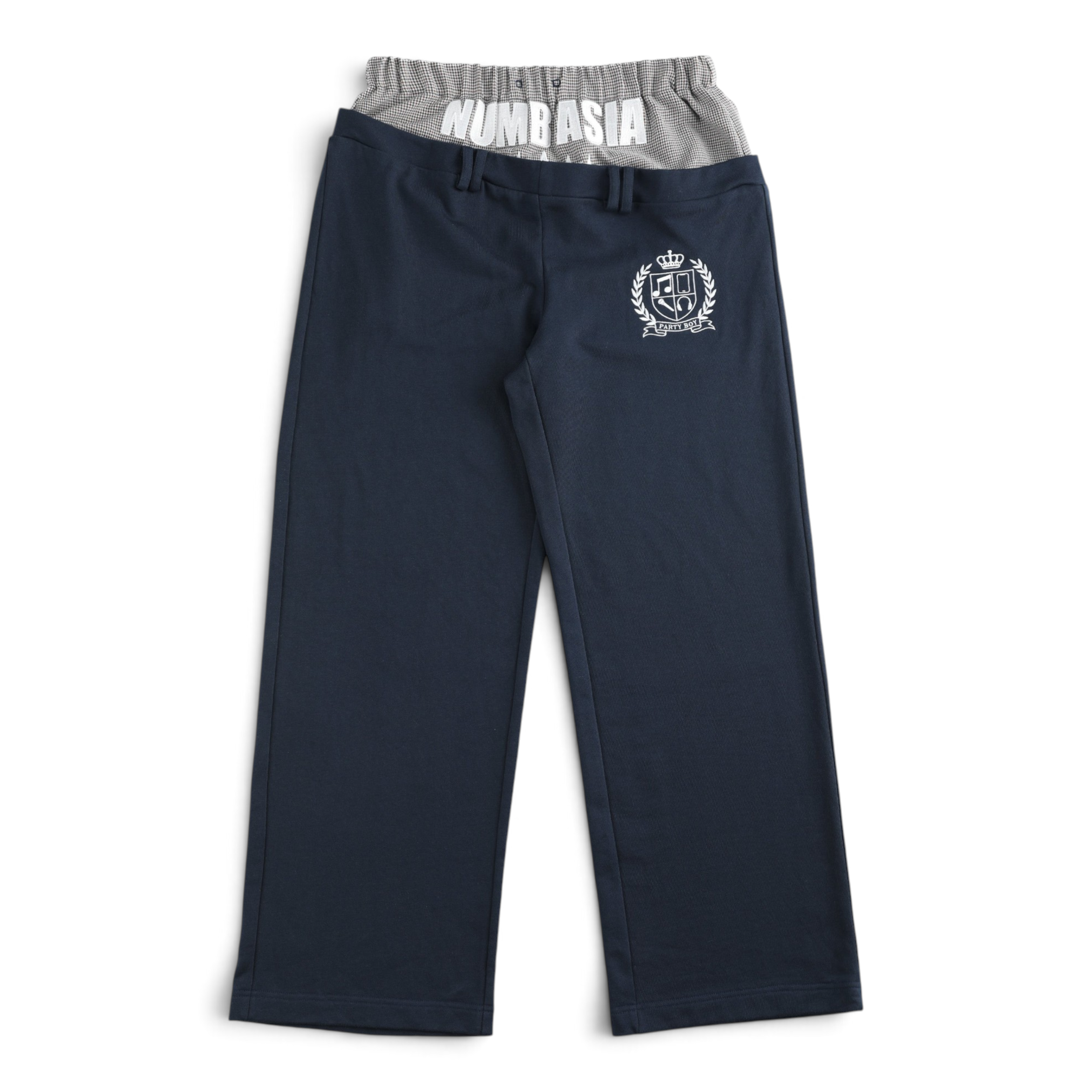 Star Embroidered Double-Waist Baggy Sweatpants by NUMBASIA, product view