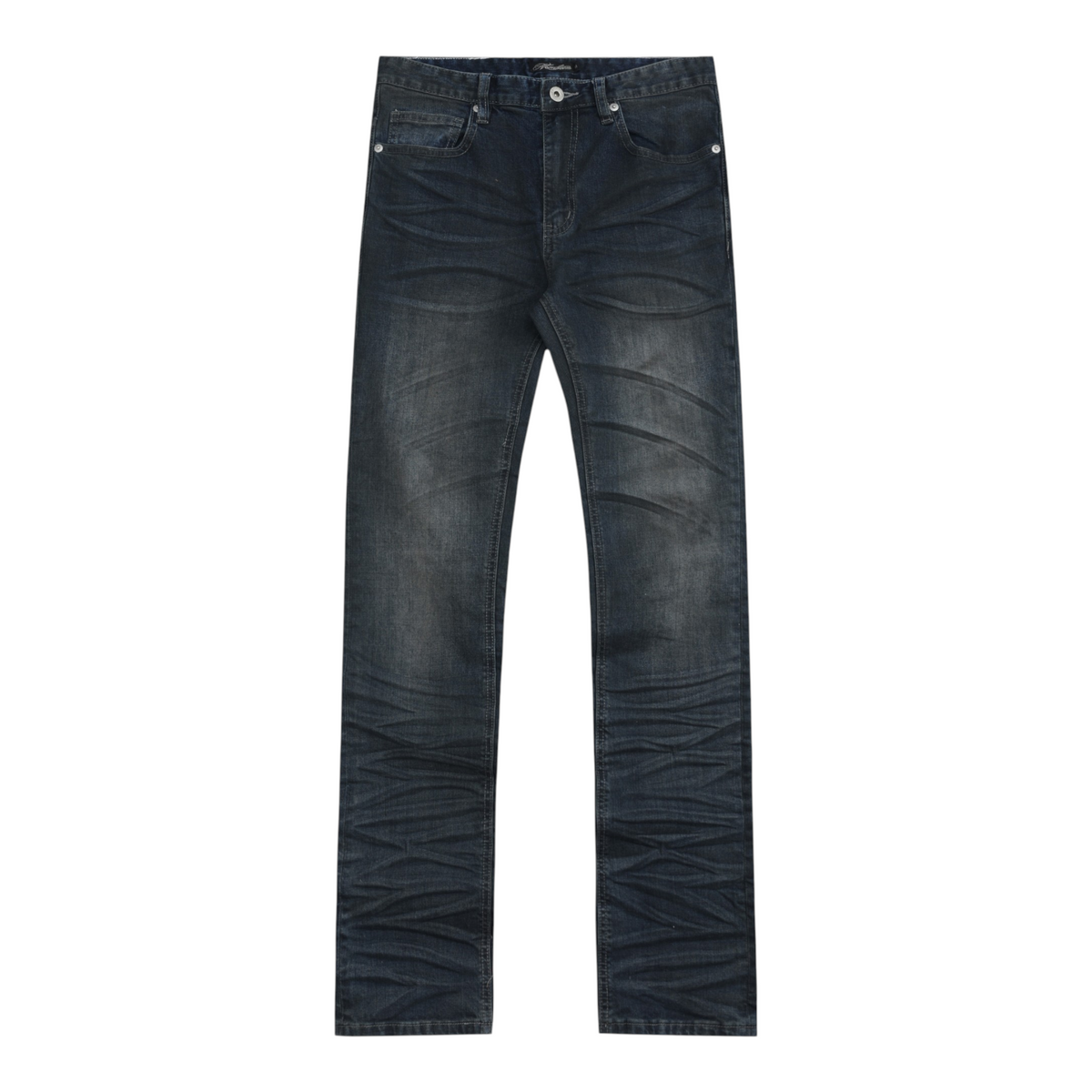 Distressed Washed Skinny Stretch Jeans by NUMBASIA, front view