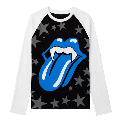 Blue Tongue Star Raglan Long Sleeve T-Shirt by NUMBASIA, front view