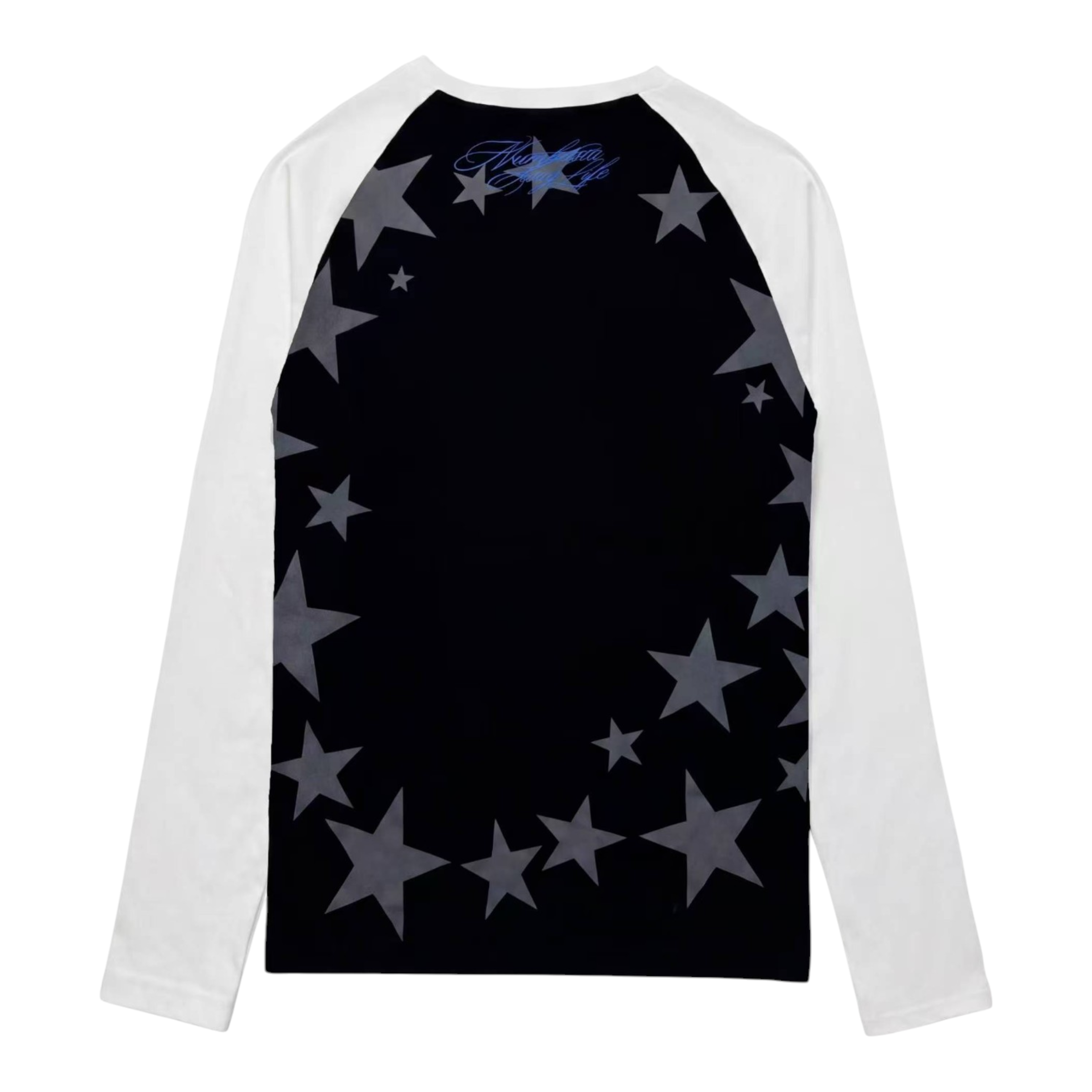 Blue Tongue Star Raglan Long Sleeve T-Shirt by NUMBASIA, back view