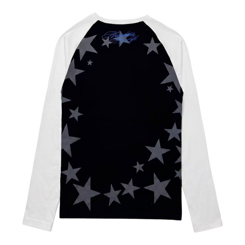 Blue Tongue Star Raglan Long Sleeve T-Shirt by NUMBASIA, back view