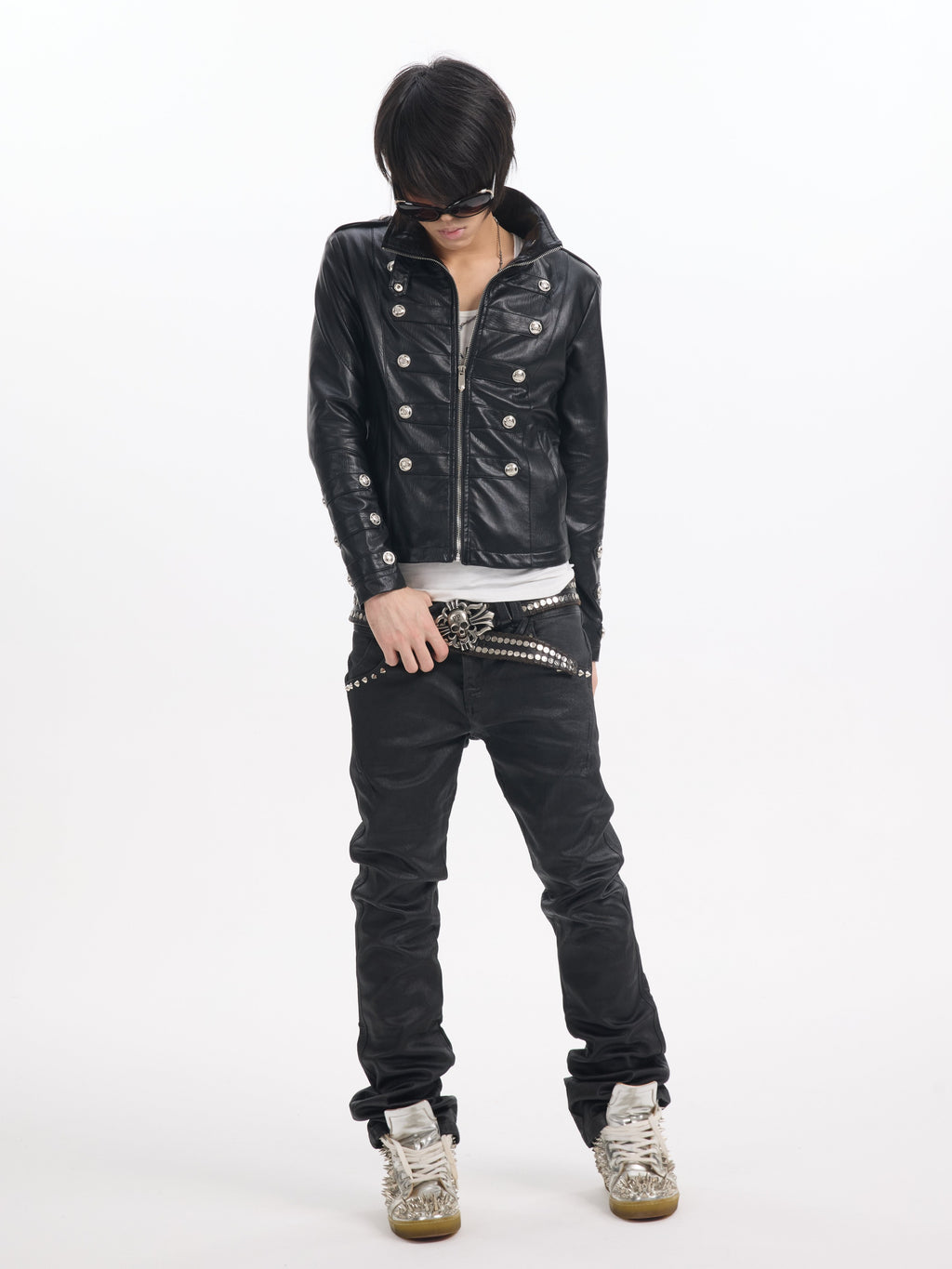 NUMBASIA Military Button Faux Leather Jacket — NA0010