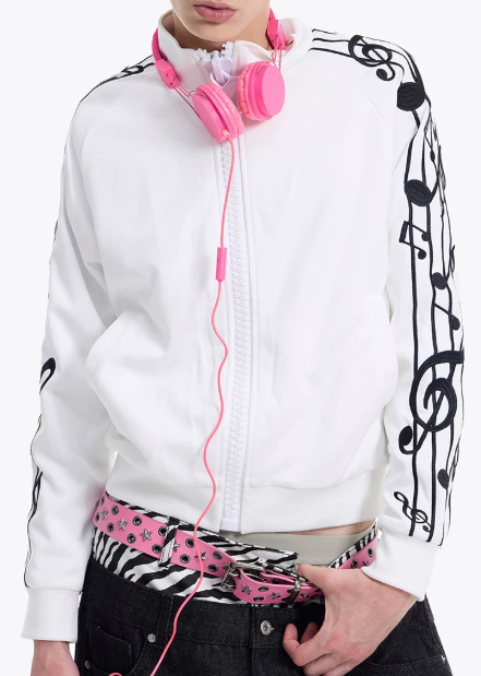 NUMBASIA Violin Embroidered Oversized-Zip Track Jacket — NA0018