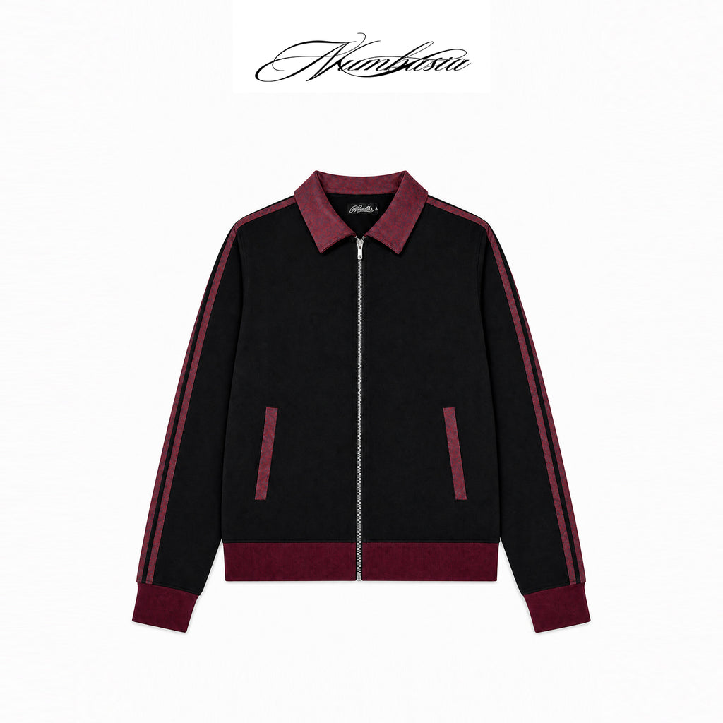NUMBASIA Flag Embroidered Contrast Faux Suede Jacket — NA0020