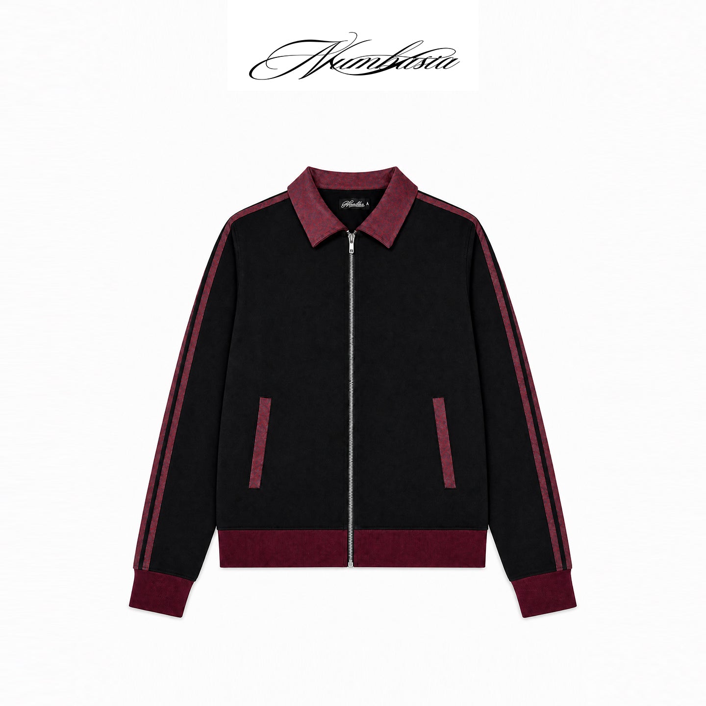 NUMBASIA Flag Embroidered Contrast Faux Suede Jacket — NA0020