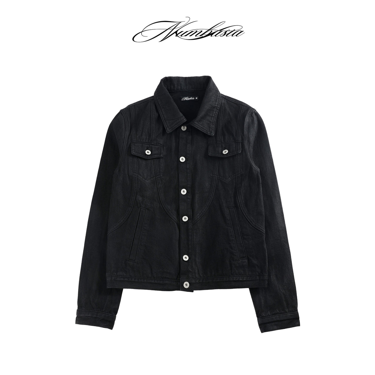 NUMBASIA TYPE SWAG Waxed Cropped Denim Jacket — NA0021
