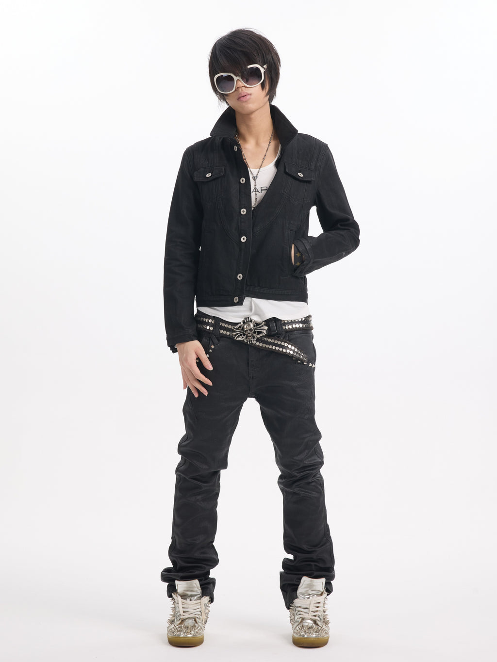 NUMBASIA TYPE SWAG Waxed Cropped Denim Jacket — NA0021