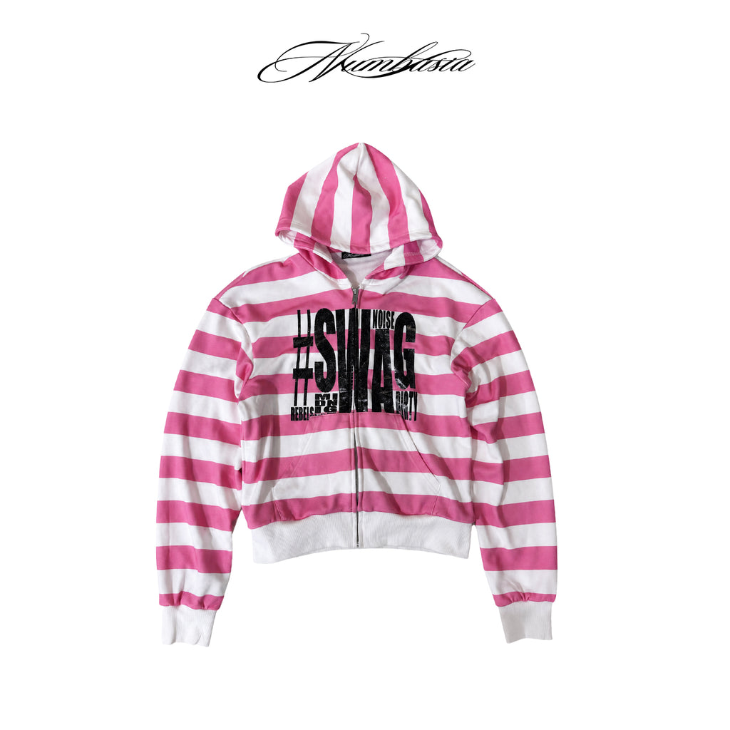 NUMBASIA SWAG Glitter Striped Zip Hoodie — NA0034
