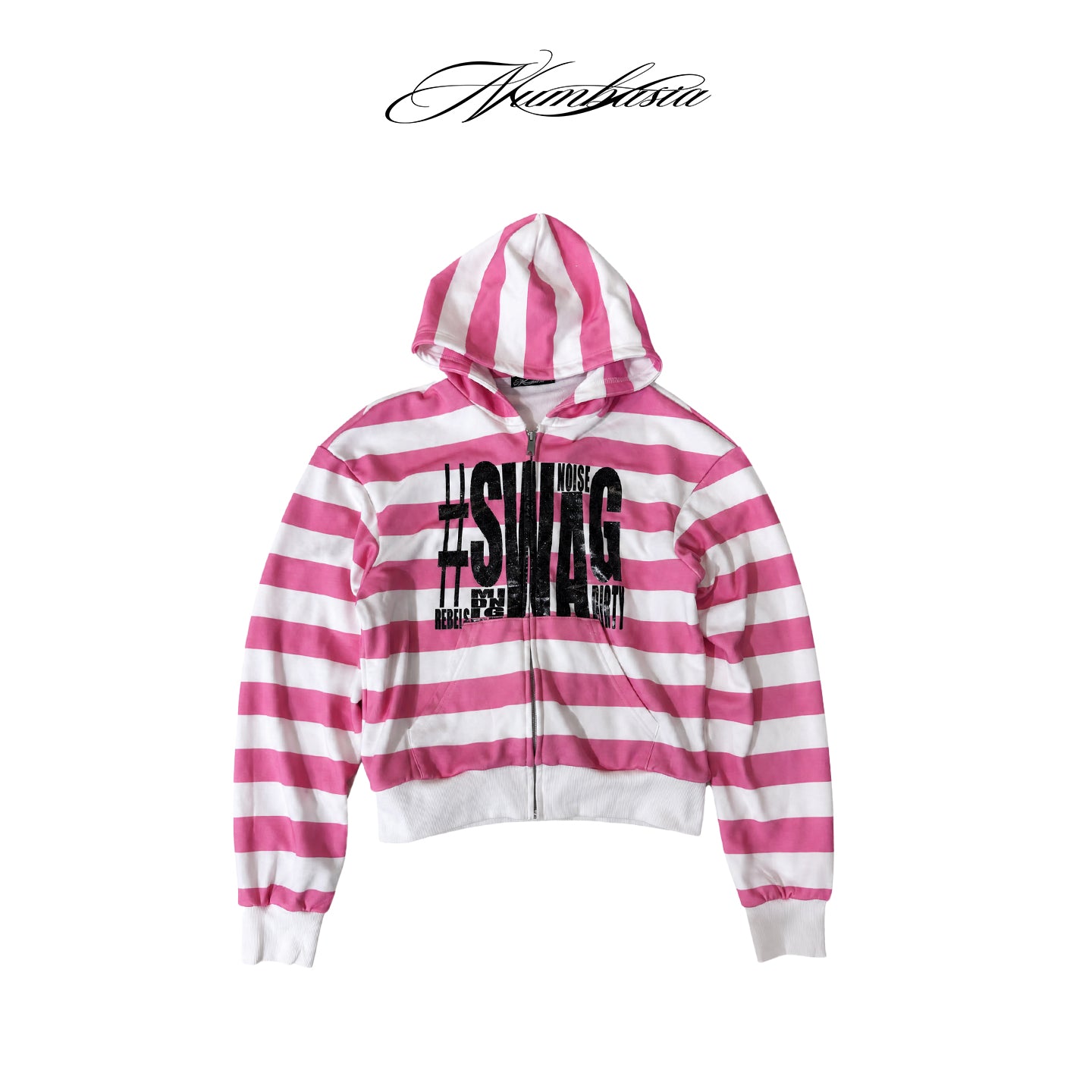 NUMBASIA SWAG Glitter Striped Zip Hoodie — NA0034