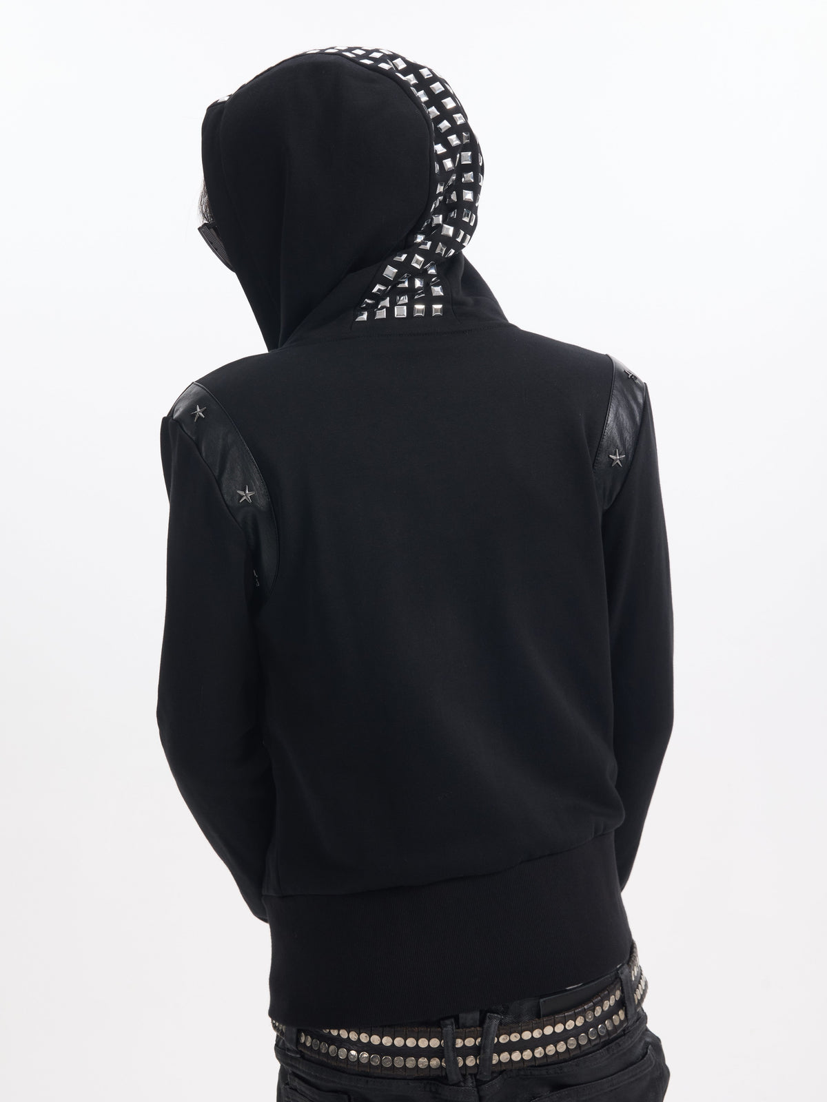 NUMBASIA Star-Studded Slim Zip Hoodie — NA0037
