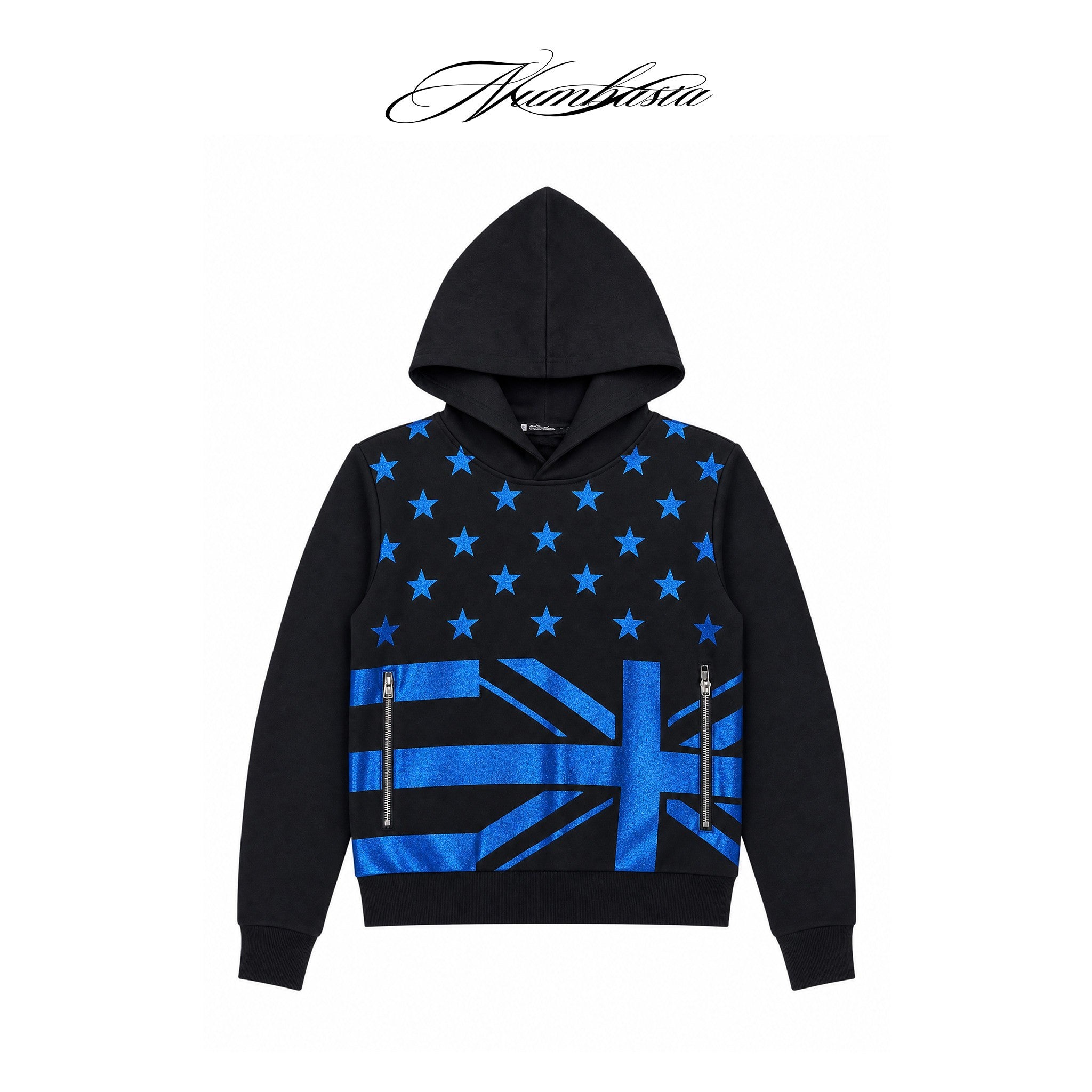NUMBASIA Union Jack Star Glitter Print Hoodie — NA0062