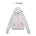 NUMBASIA Baroque Detail Oversized Pink Zip Hoodie — NA0064