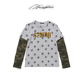 NUMBASIA SWAG Star Camo Layered-Look Long Sleeve T-Shirt — NA0065