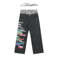 NUMBASIA Multicolor Slogan Zebra Double-Waist Baggy Jeans — NA0071