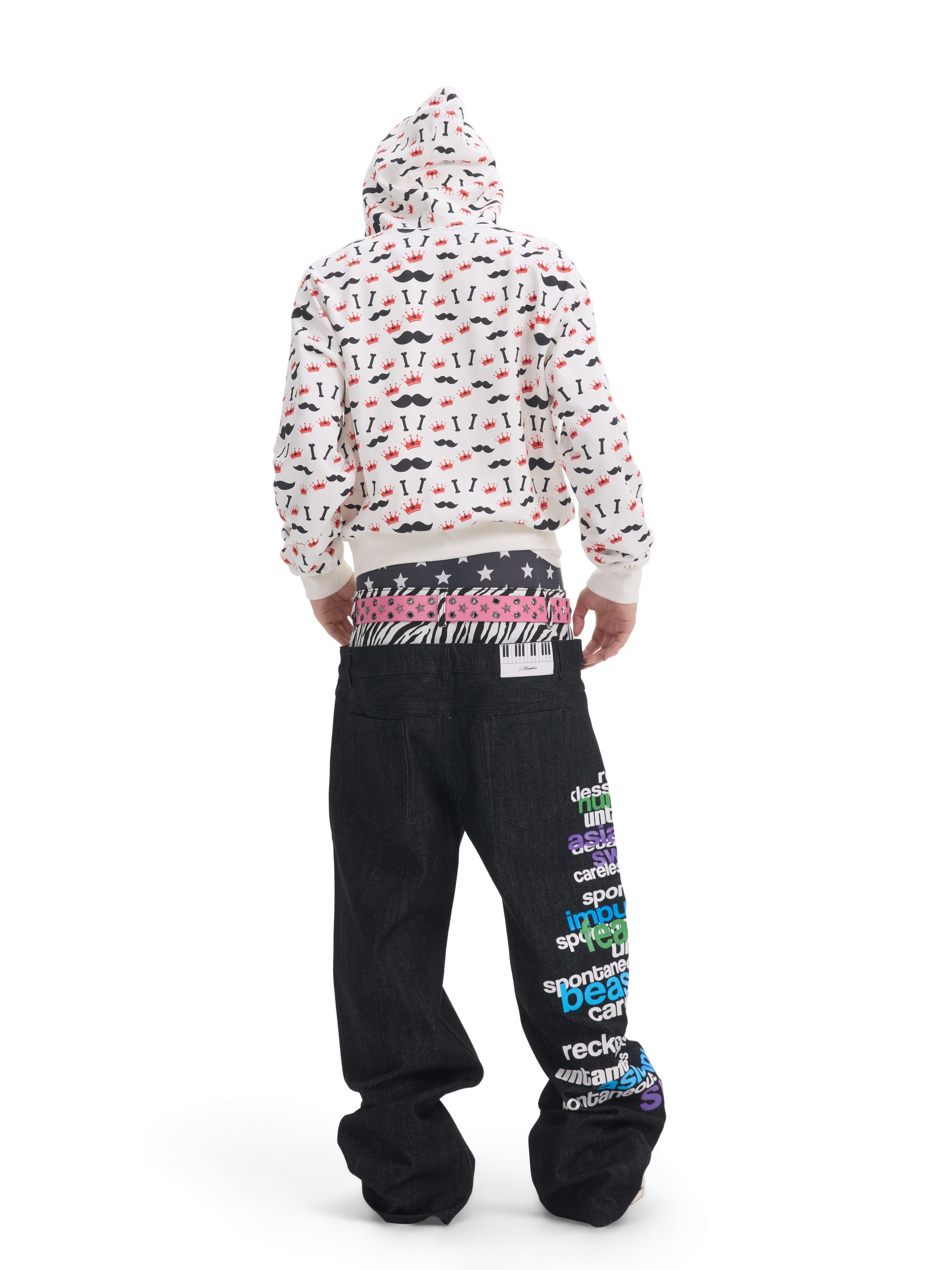 NUMBASIA Multicolor Slogan Zebra Double-Waist Baggy Jeans — NA0071