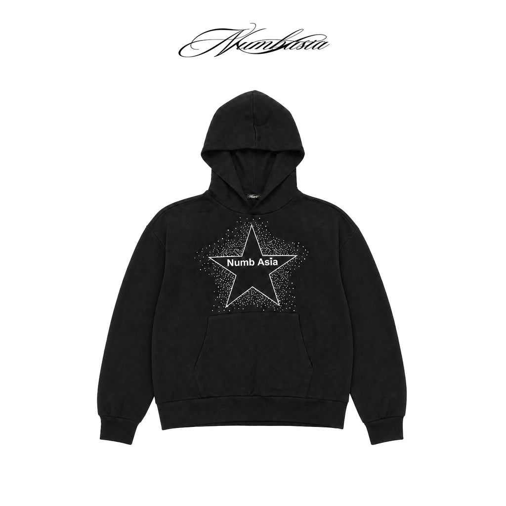 NUMBASIA Allover Rhinestone Star Logo Hoodie — NA0072