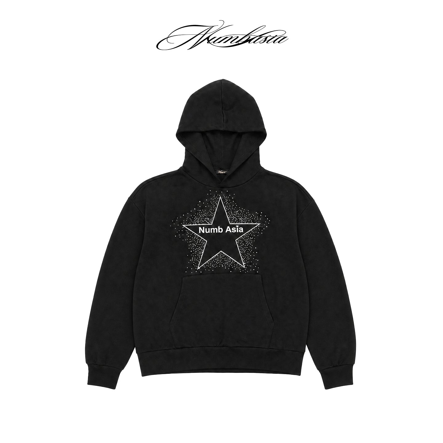 NUMBASIA Allover Rhinestone Star Logo Hoodie — NA0072