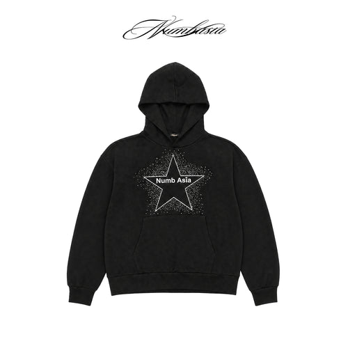 NUMBASIA Allover Rhinestone Star Logo Hoodie — NA0072