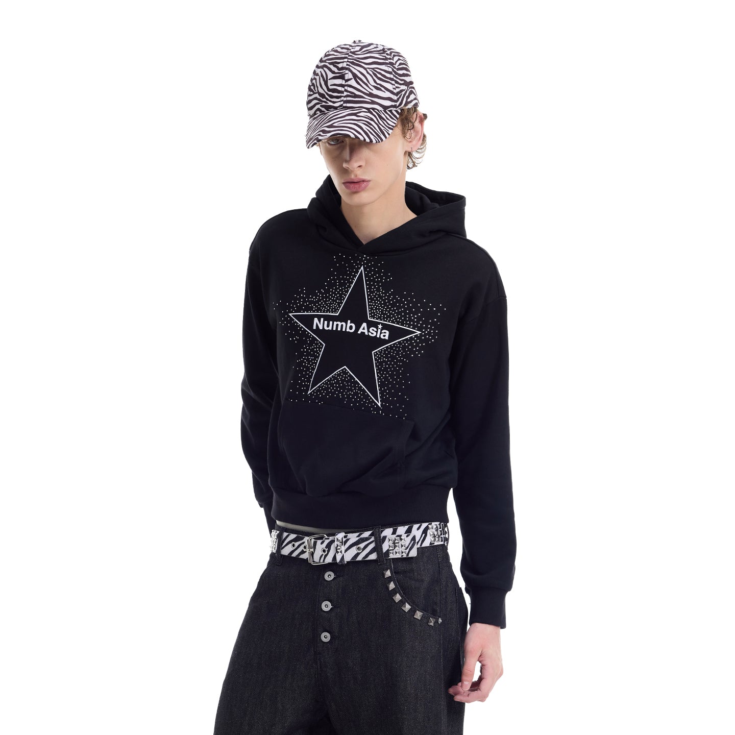 NUMBASIA Allover Rhinestone Star Logo Hoodie — NA0072