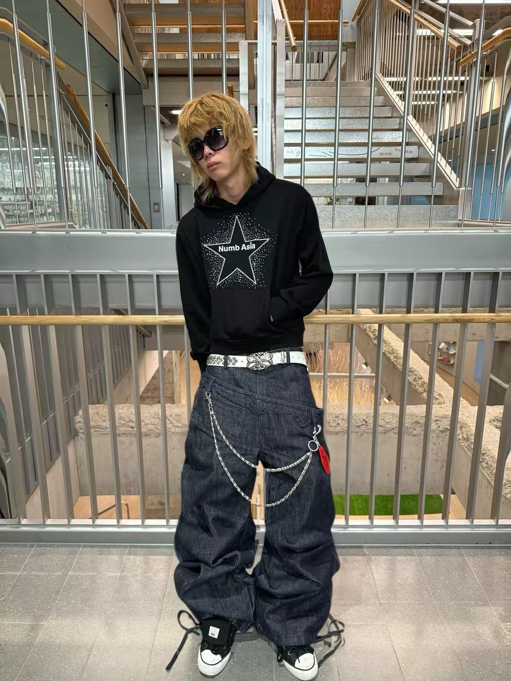 NUMBASIA Allover Rhinestone Star Logo Hoodie — NA0072