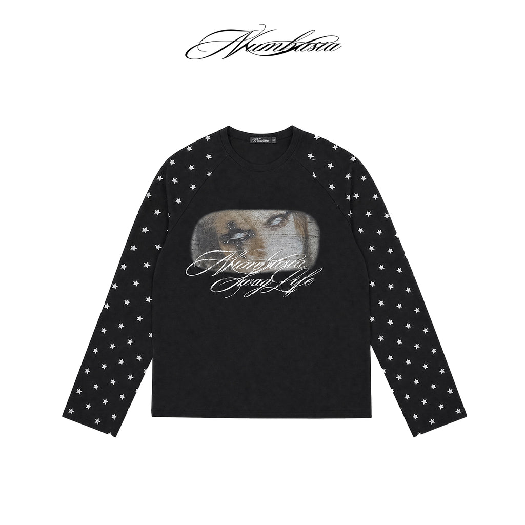 NUMBASIA Star Girl Graphic Raglan Long Sleeve T-Shirt — NA0075