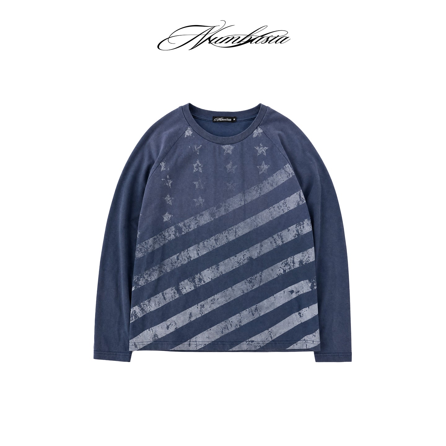 NUMBASIA Faded Star Stripe Raglan Long Sleeve T-Shirt — NA0078