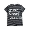 NUMBASIA Glitter Logo Striped Fitted T-Shirt — NA0080 front