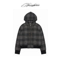 NUMBASIA Skull Plaid Studded Raglan Zip Hoodie — NA0090