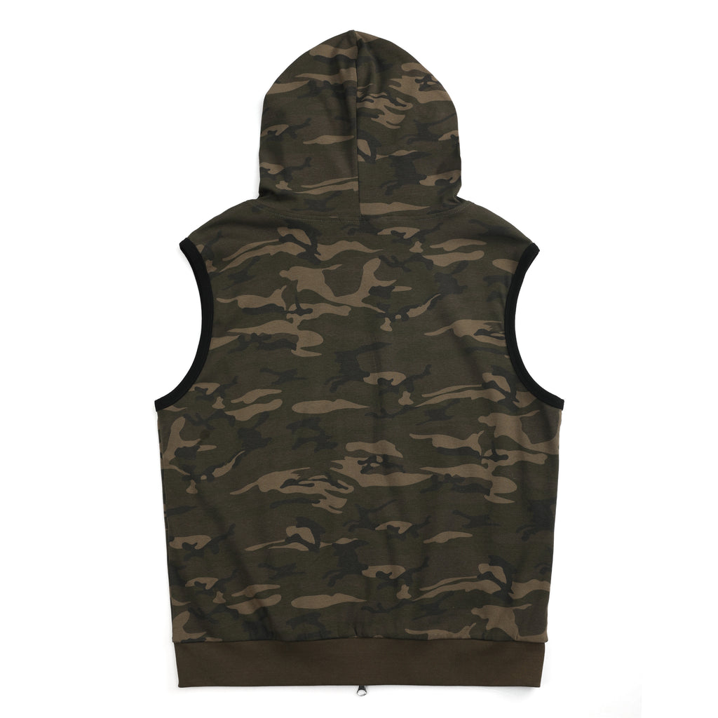 NUMBASIA Studded Camo Hooded Zip Vest — NA6007A back
