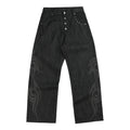 NUMBASIA Burnout Motif Studded 13oz Baggy Raw Denim Jeans — NA6016A front