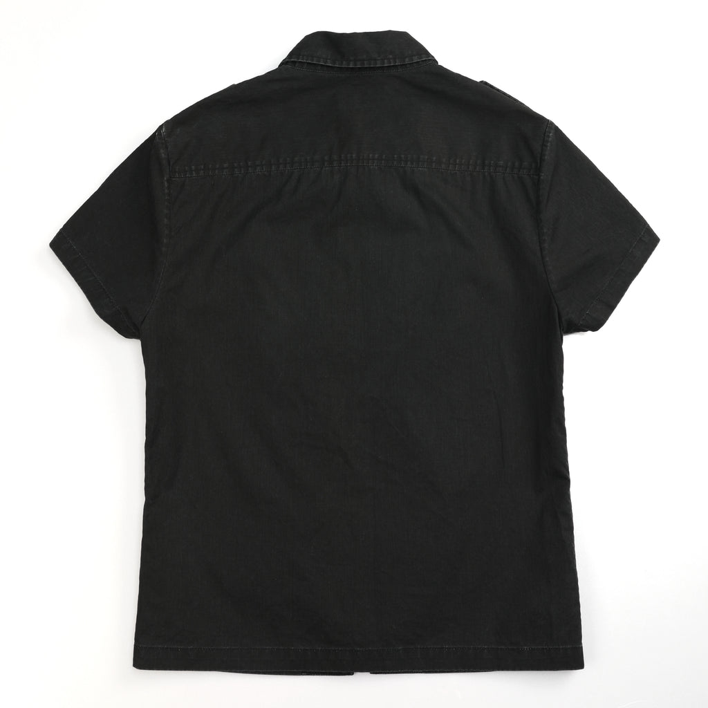 NUMBASIA Studded Epaulette Zip-Front Short Sleeve Shirt — NA6018A back