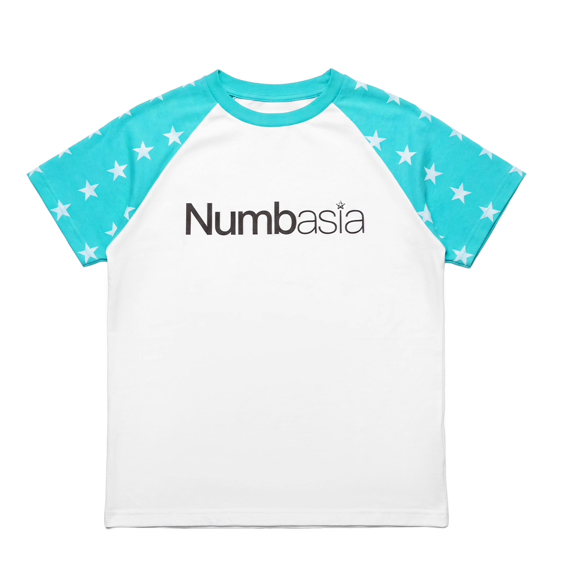 NUMBASIA Star Raglan Rhinestone Logo T-Shirt — NA6019C front