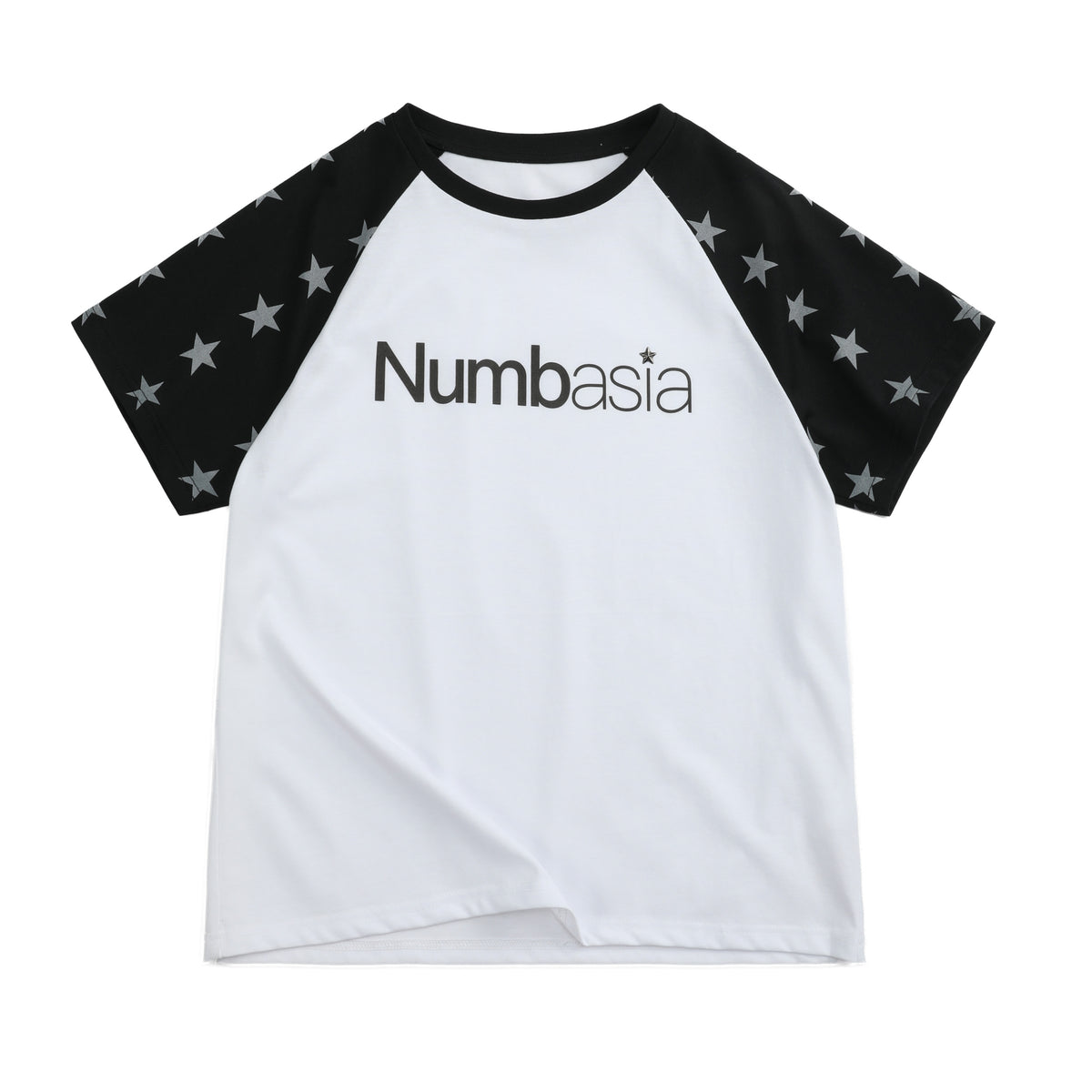 NUMBASIA Star Raglan Rhinestone Logo T-Shirt — NA6019A front