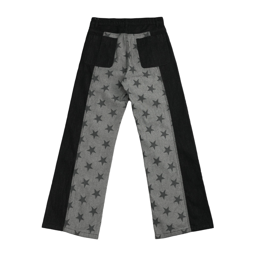 NUMBASIA Star Panel 13oz Straight-Leg Raw Denim Jeans — NA6022A back