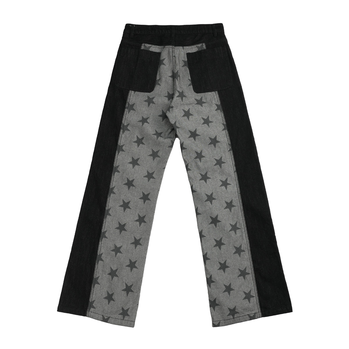 NUMBASIA Star Panel 13oz Straight-Leg Raw Denim Jeans — NA6022A back