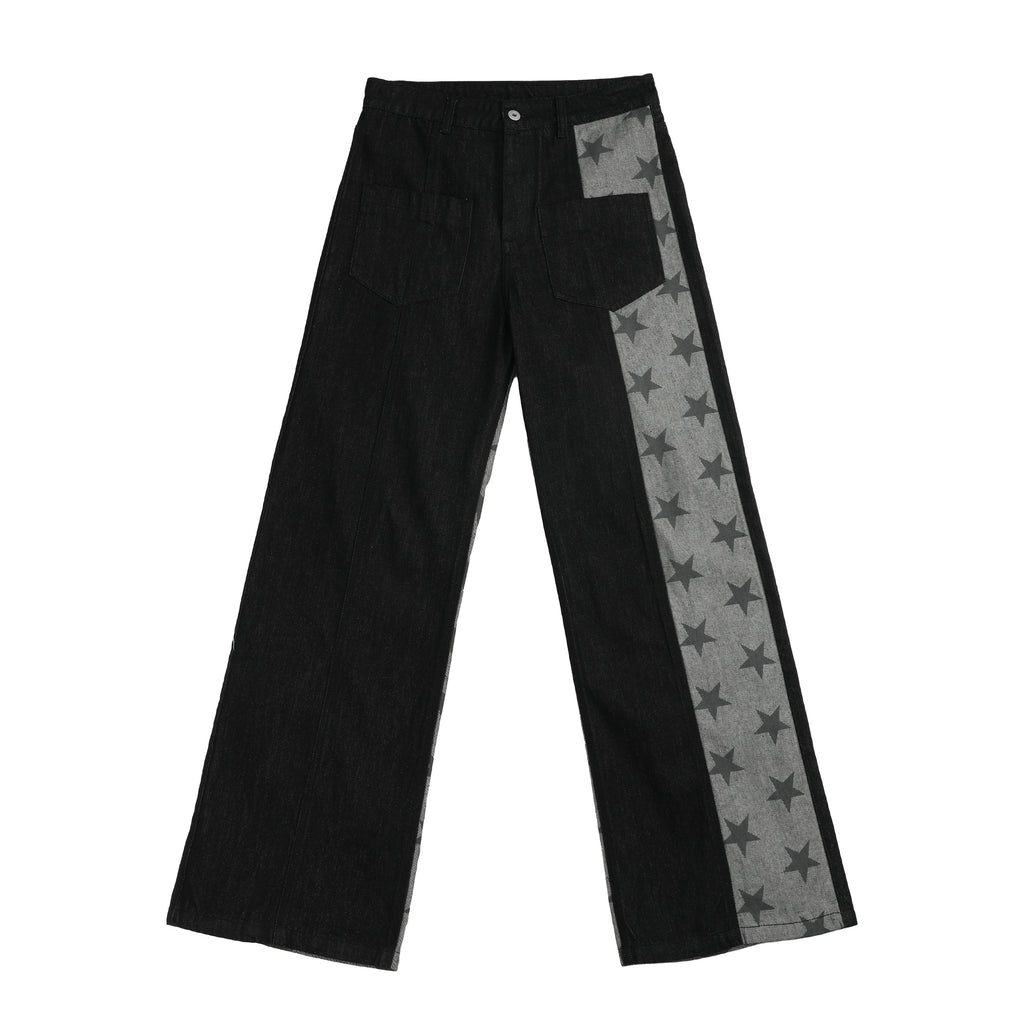 NUMBASIA Star Panel 13oz Straight-Leg Raw Denim Jeans — NA6022A front